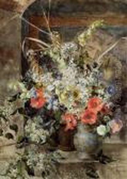 Straus Mit Wiesenblumen Oil Painting by Marie Egner