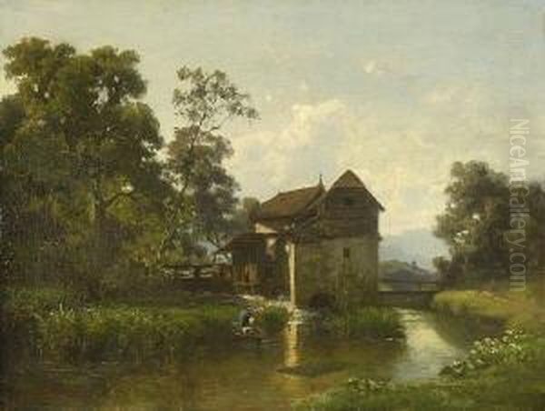 Muhle Am Bach. Oil Painting by Marie Egner