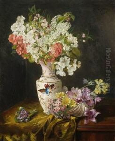 Blumenstraus In Asiatischer
 Porzellanvase. Oil Painting by Marie Egner