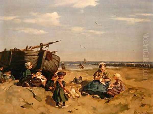 At the Seaside Oil Painting by Pierre Lacur