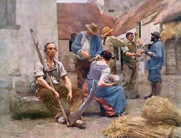 The Harvesters Pay after the original of 1882 Oil Painting by Lhermitte, Leon