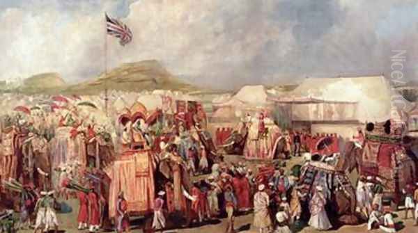 Native Princes Arriving in Camp for the Imperial Assemblage at Delhi Oil Painting by George Landseer