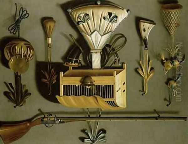 Hunting Equipment Oil Painting by Johannes Leemans