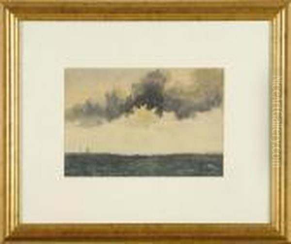 Cloudy Seascape With Distant Ship Oil Painting by Louis Michel Eilshemius