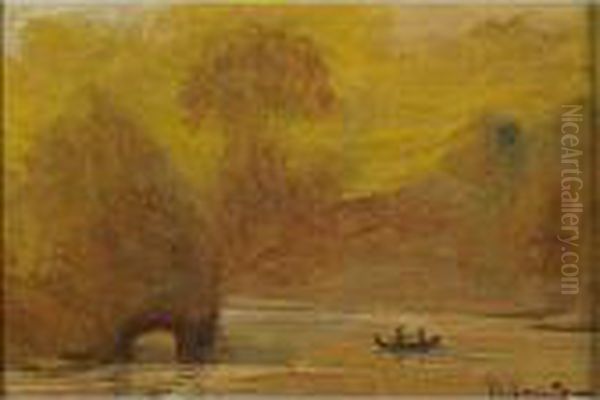 Lake With Canoe Oil Painting by Louis Michel Eilshemius