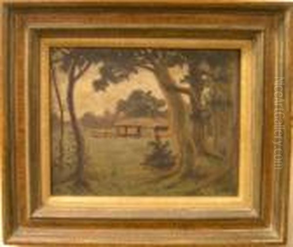 Cabin In Clearing Beyond Trees Oil Painting by Louis Michel Eilshemius