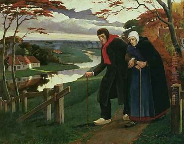 The End of Autumn or The Blind Oil Painting by Eugene Laermans