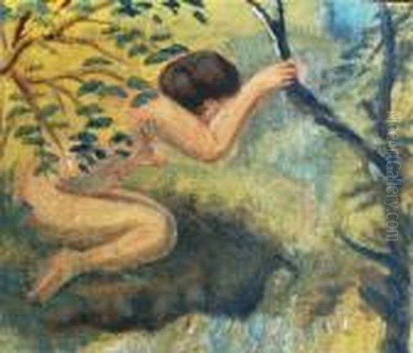 Nude In A Landscape Oil Painting by Louis Michel Eilshemius