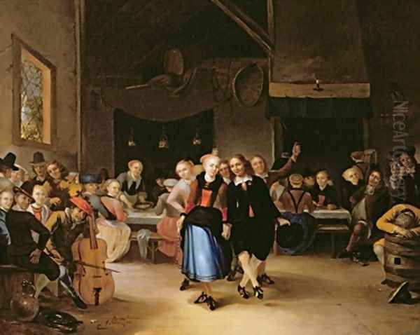 Wedding Dance in a Tavern Oil Painting by Gerrit Lundens