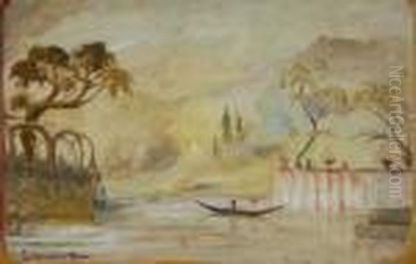 Figures In A Boat In A Naturalistic Setting Oil Painting by Louis Michel Eilshemius