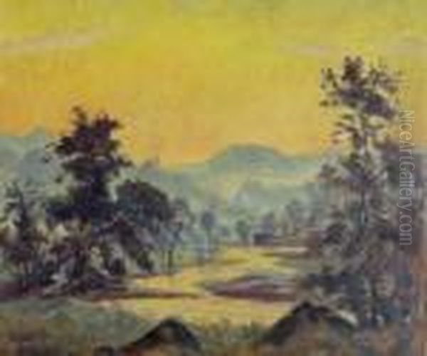 Landscape In Yellow Oil Painting by Louis Michel Eilshemius