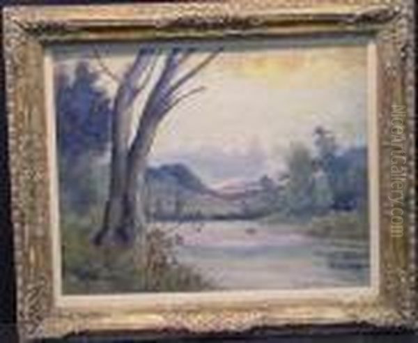 Boater On A Mountain Lake Oil Painting by Louis Michel Eilshemius