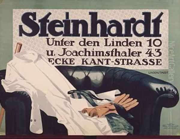 Advertisement for Steinhardt gentlemens outfitters in Berlin 1912 Oil Painting by Hans Lindenstaedt