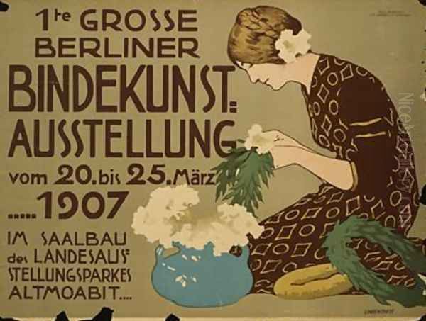 German advertisement for a floristry exhibition in Berlin Oil Painting by Hans Lindenstaedt