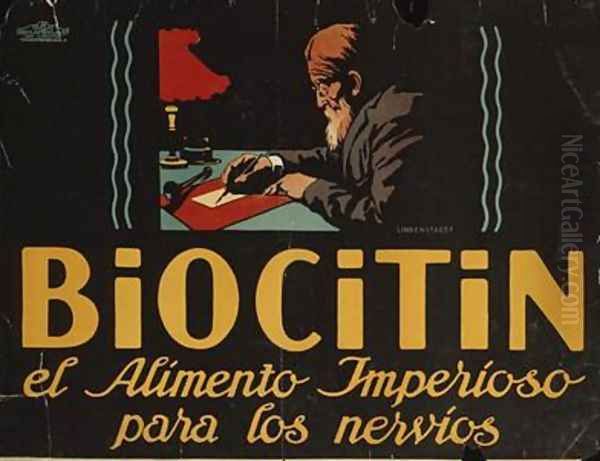 Spanish advertisement for Biocitin nerve medicine 1908 Oil Painting by Hans Lindenstaedt