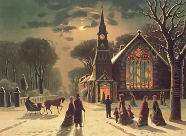 Christmas Eve Oil Painting by J. Latham