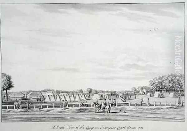 A South View of the Camp on Hampton Court Green Oil Painting by Bernard III Lens