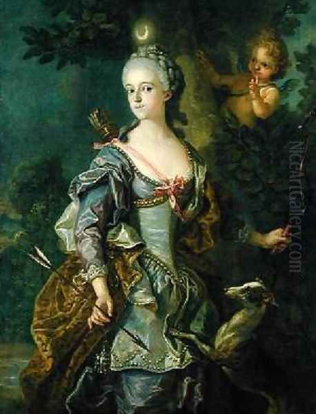 Luise Henriette Wilhelmine von Anhalt-Dessau 1750-1811 as Diana 1765 2 Oil Painting by Charles-Amedee-Philippe van Loo