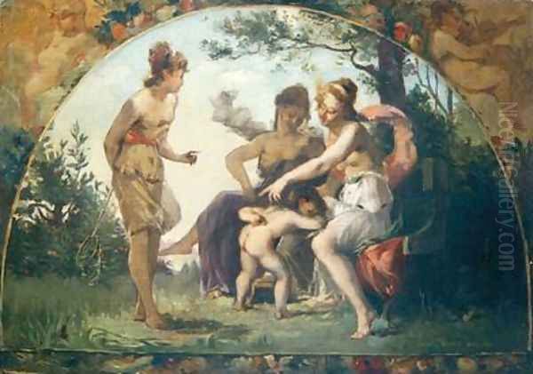 Female Nudes with Cupid 1876 Oil Painting by Felix Lucas