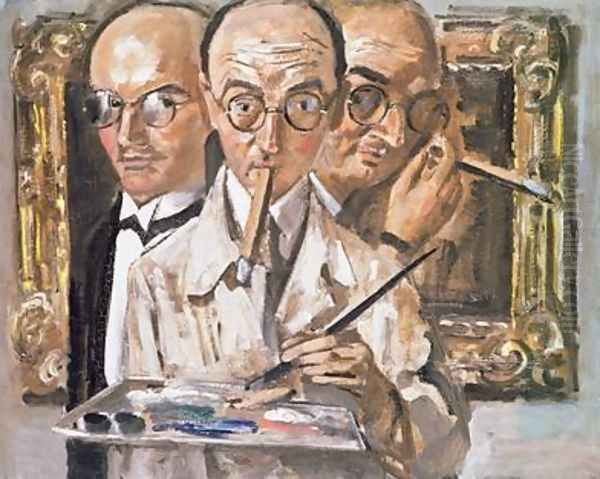 Three-Faced Self Portrait Oil Painting by Karl Leyhausen