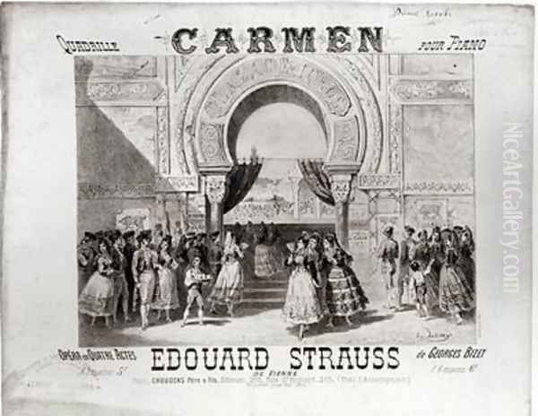 Cover of the score of piano quadrille from Carmen by Edouard Strauss 1835-1916 Oil Painting by A. Lamy