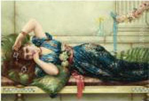 Reclining Odalisque Oil Painting by Eisman Semenowsky