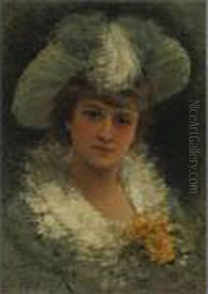 A Parisienne Beauty Oil Painting by Eisman Semenowsky