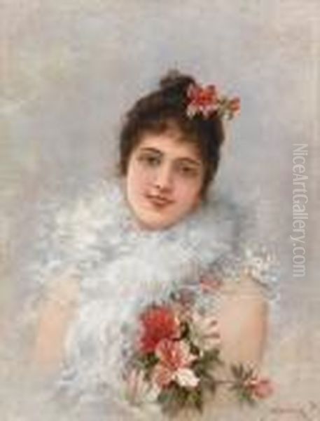 Portrait Of A Young Beauty Oil Painting by Eisman Semenowsky