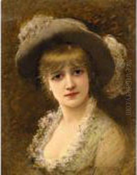 Portrait Of A A Young Beauty Oil Painting by Eisman Semenowsky