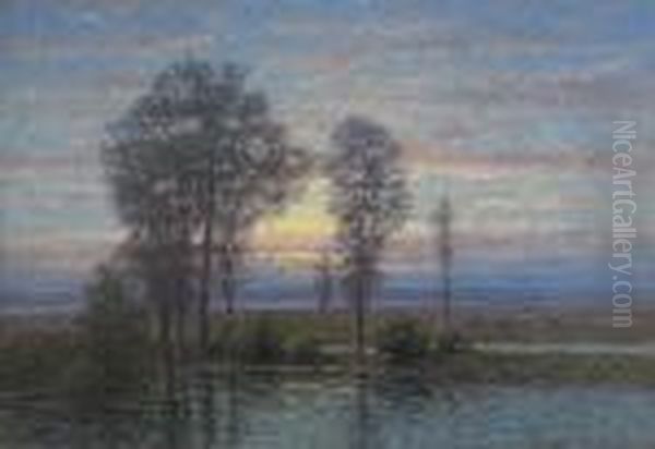 Olandskt Landskap I Soldis Oil Painting by Per Ekstrom