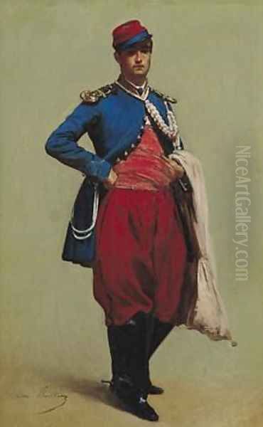 Portrait of Claude Monet 1840-1926 in Uniform 1861 Oil Painting by Charles Marie Lhuillier