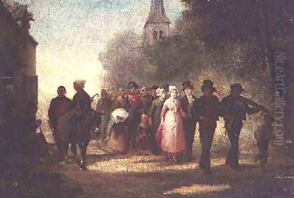 The Village Marriage 1872 Oil Painting by Charles Marie Lhuillier