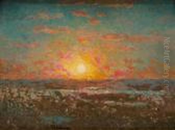 Solnedgang Oil Painting by Per Ekstrom