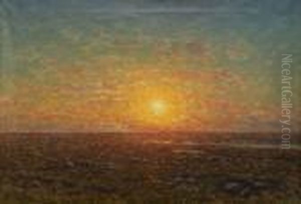 Solnedgang Over Alvaret Oil Painting by Per Ekstrom