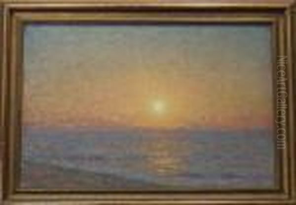 Solnedgang Over Hav. Oil Painting by Per Ekstrom