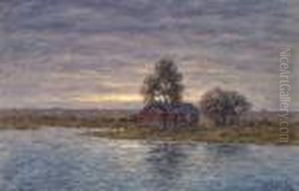 Hus Vid Sjo Oil Painting by Per Ekstrom