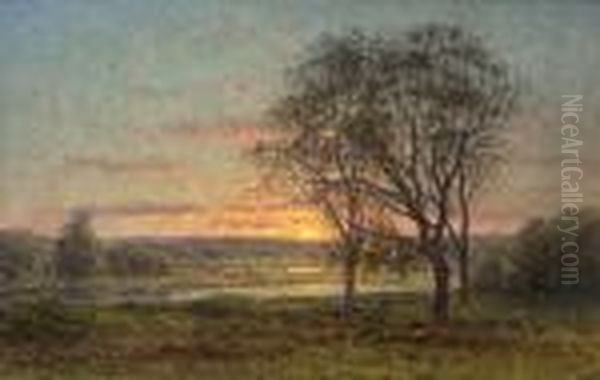 Solnedgang Oland Oil Painting by Per Ekstrom