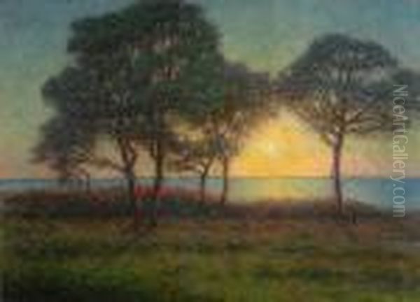 Solnedgang Over Oland Oil Painting by Per Ekstrom