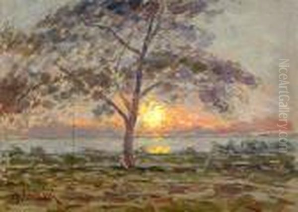 Solnedgang Vid Kalmar Oil Painting by Per Ekstrom