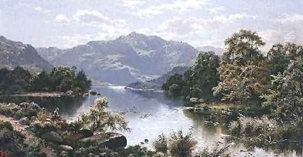 A Lake Scene in North Wales Oil Painting by Edgar Longstaffe