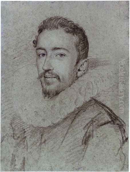 Portrait of a bearded man, bust length Oil Painting by Ottavio Leoni