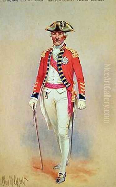 Sir William Howe Commander in Chief of the British Army 1776-78 in full dress dismounted Oil Painting by Charles MacKubin Lefferts