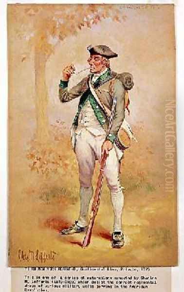 Uniform of a Private of the Continental Line in the 3rd New York Regiment in 1775 Oil Painting by Charles MacKubin Lefferts