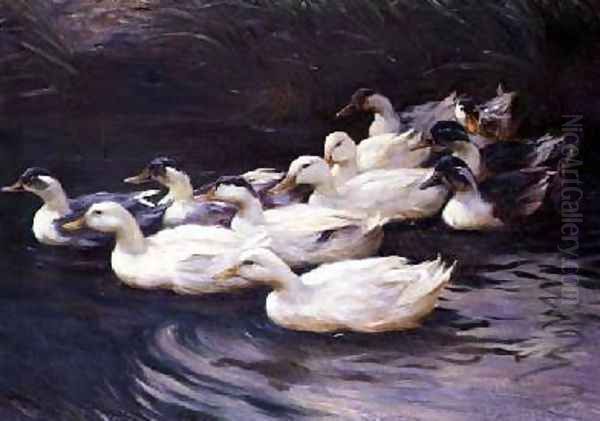 Ducks Oil Painting by Karl Lindner