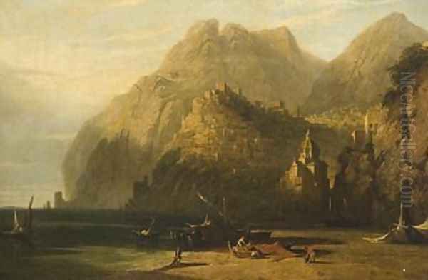 Positano Gulf of Salerno Oil Painting by William James Linton