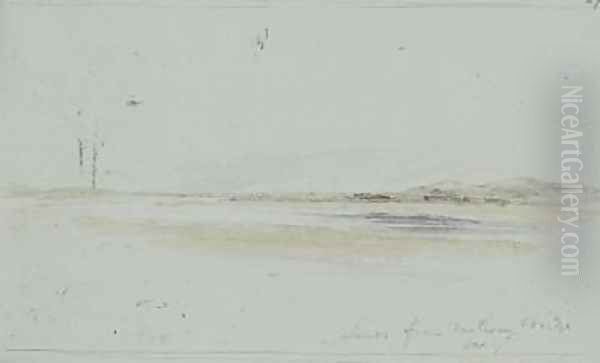 Sands from Duddon railway bridge Oil Painting by William James Linton