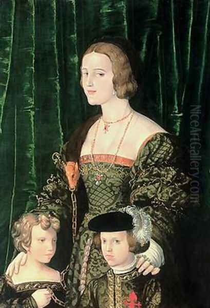 Joanna the Mad of Castille 1479-1555 the Young Charles V 1500-58 and his sister Oil Painting by (attr.) Landshut, Nicolaus Alexander Mair von