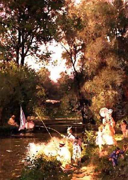 Sunday in the Park Oil Painting by Philippe Jacques Linder