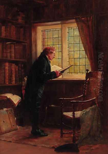 A Favourite Author Oil Painting by John Arthur Lomax