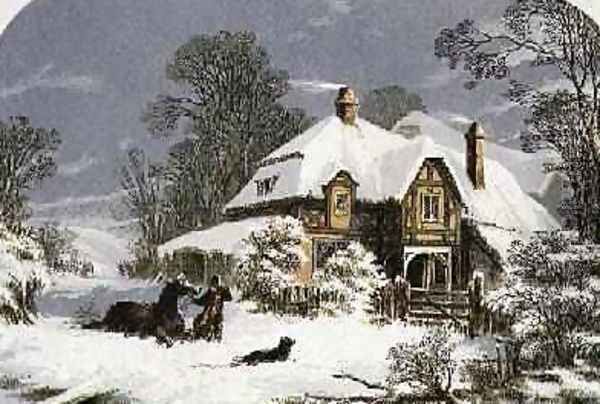 Returning Home through the Snow Oil Painting by Lydon, Alexander Francis